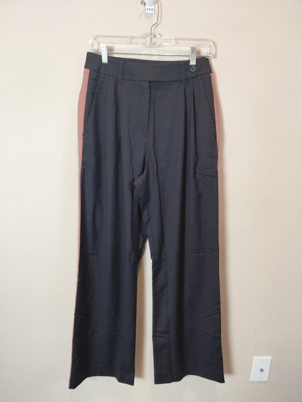 WILDFANG The Empower Wide Leg Trouser Pant Womens 4 Black Rose Brown NWOT
